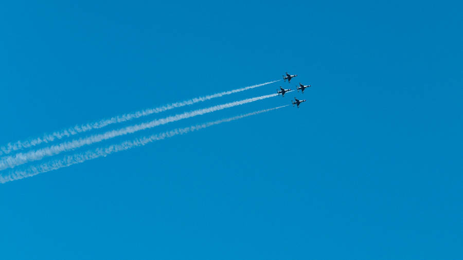 Fighter Jets Fly In Clear Blue Plain Wallpaper