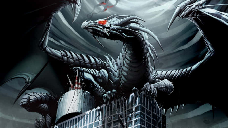 Fire-breathing Dragon Emerges From Cave Wallpaper
