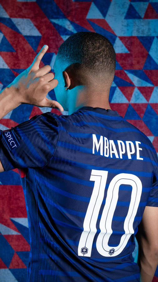 France National Football Team Kylian Mbappe Jersey Wallpaper