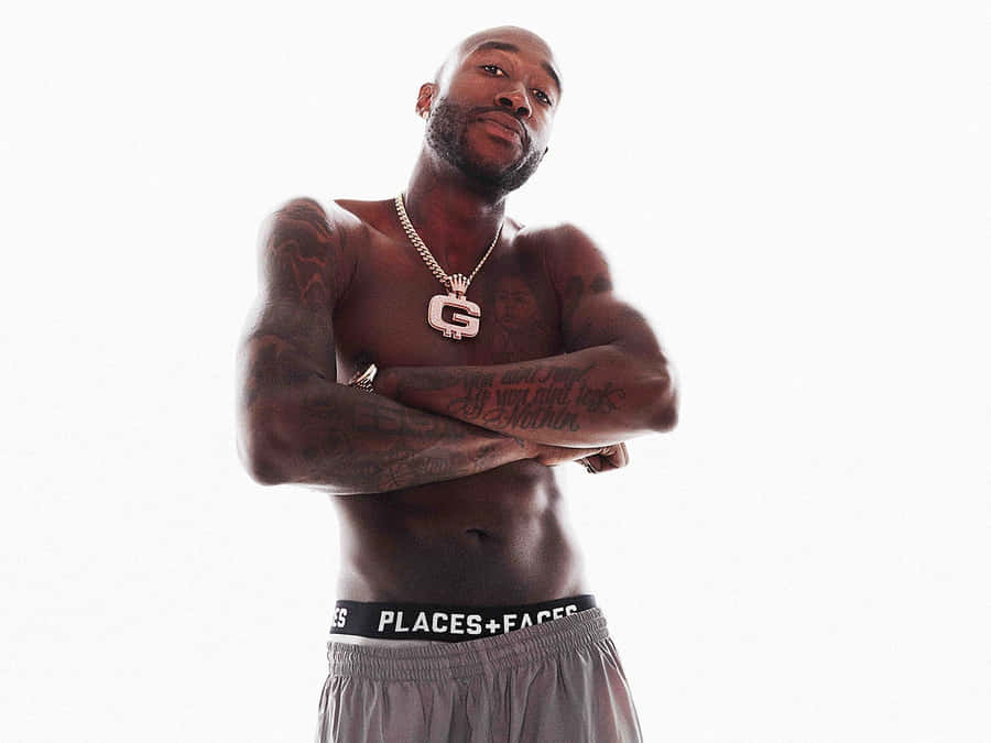 Freddie Gibbs Shirtless Pose Wallpaper