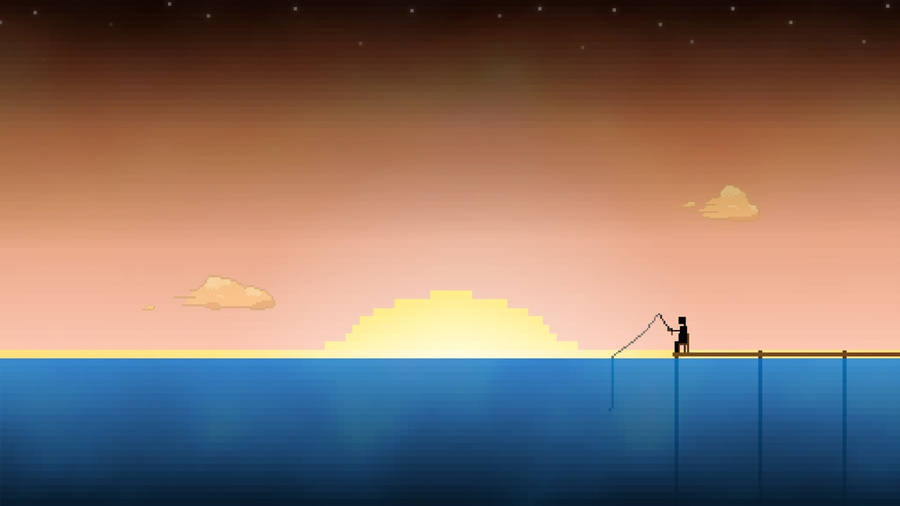 Freshwater fishing Pixel Art wallpaper