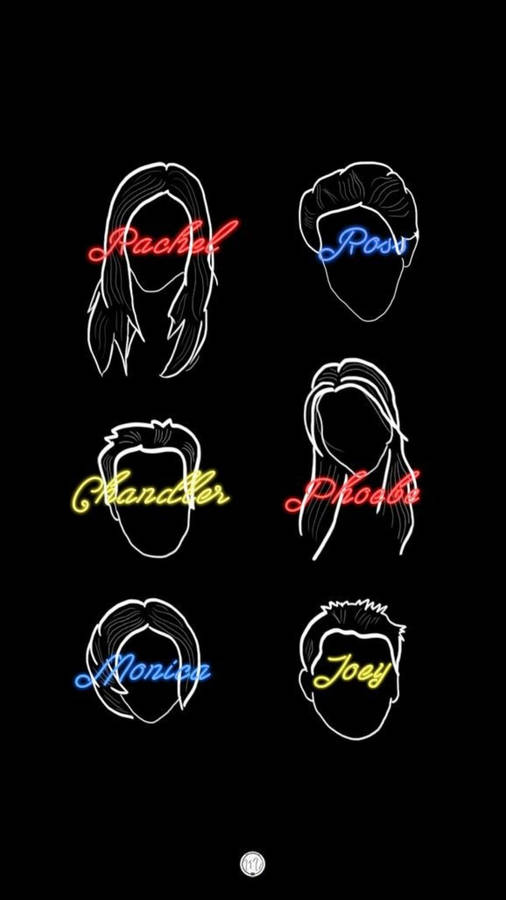 Friends Tv Show Characters Outlines Wallpaper