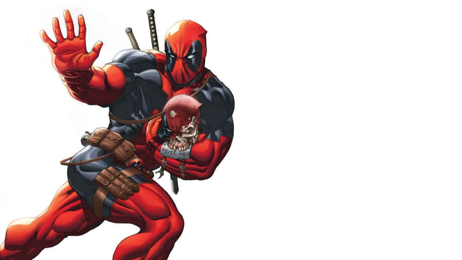 Funny Deadpool Running With A Skull Wallpaper