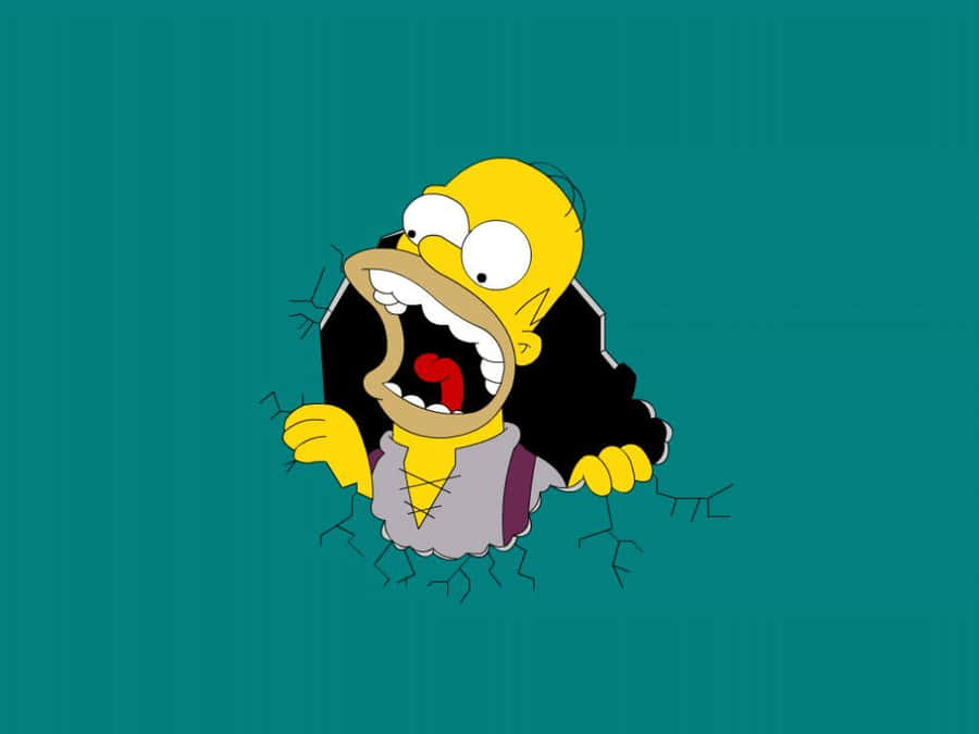 Funny Simpsons Homer Appears From A Wall Wallpaper