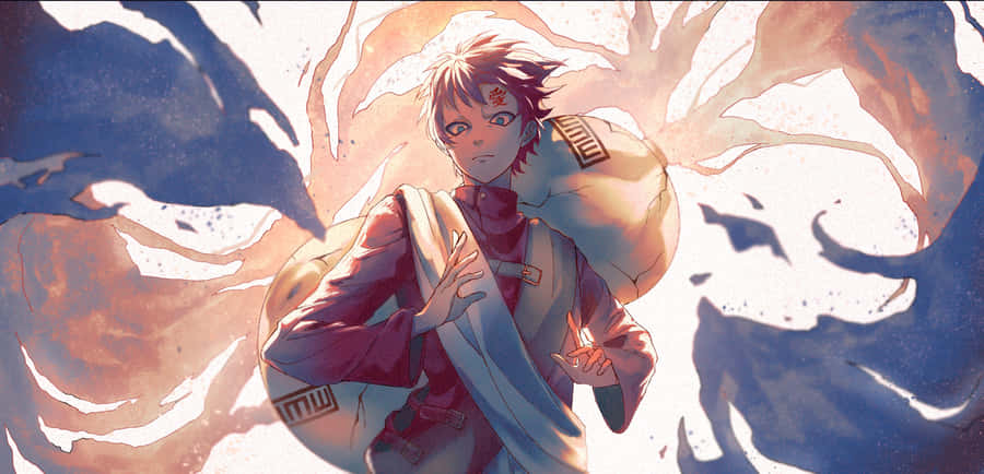 Gaara Stands Tall With A Menacing Look As He Stands Atop The Sand. Wallpaper