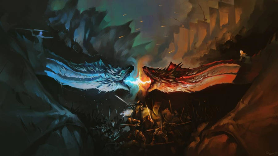 Game Of Thrones Dragons Battle wallpaper
