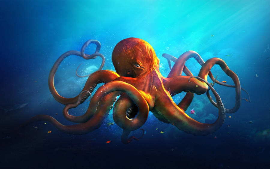 Majestic Underwater Octopus HD Wallpaper by Laxmonaut