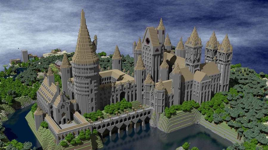 Gigantic Castle Over Lake 2560x1440 Minecraft Wallpaper