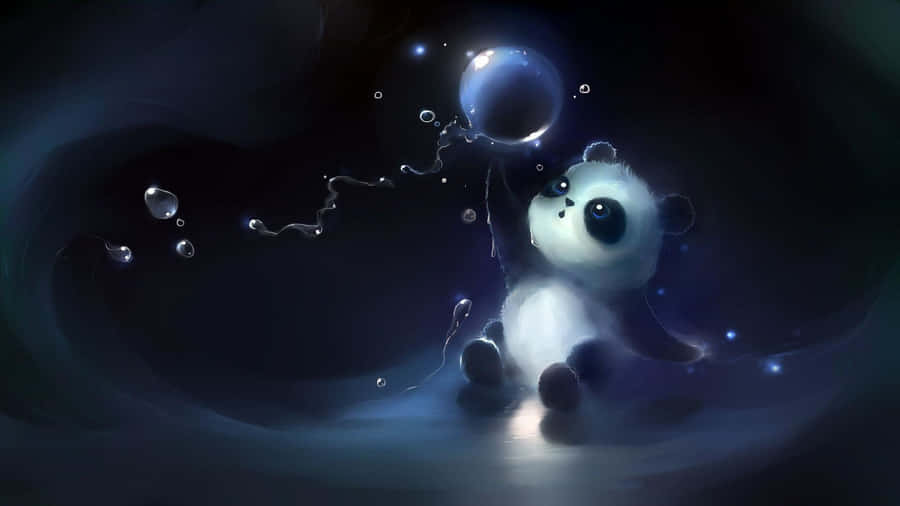 Girly Panda Flying Balloon Wallpaper