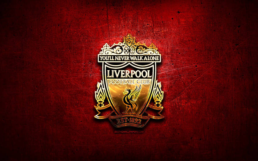 Download free Gold Liverpool 4k Logo On Red Background Wallpaper ...