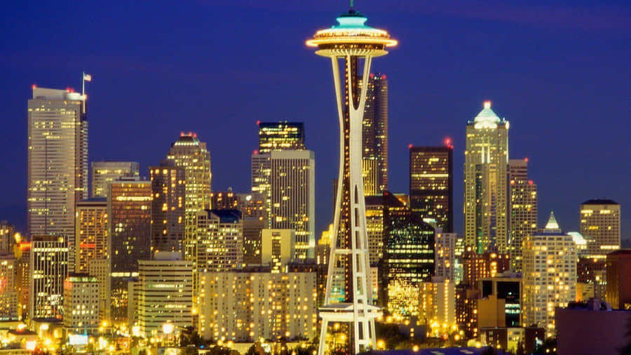 Gold Seattle At Night Wallpaper