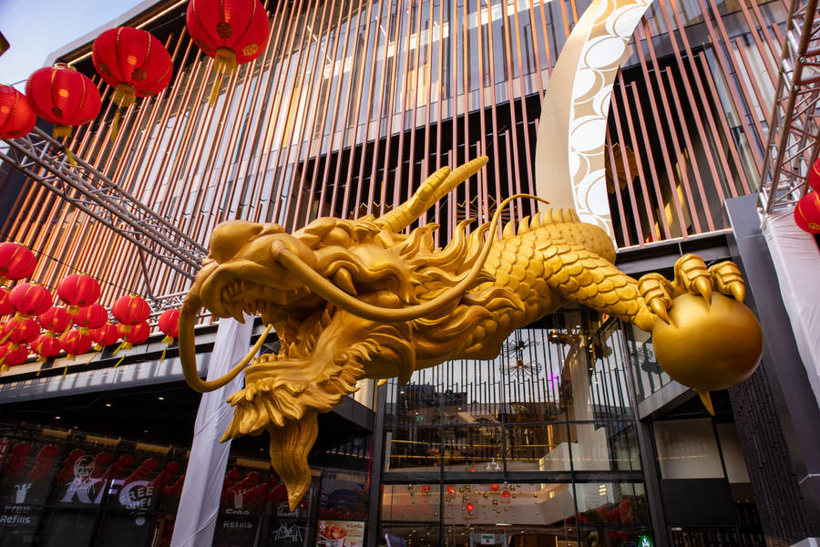 Golden Chinese Dragon Wallpaper