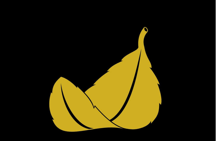 Golden Leaf Silhouetteon Black Background Wallpaper