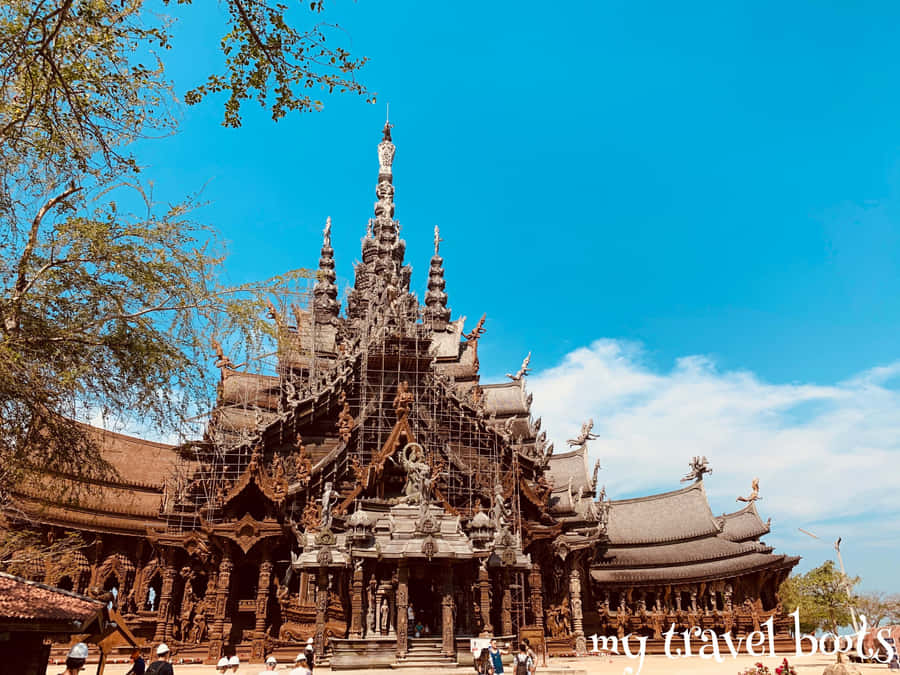 Gorgeous Blue Sky Behind The Sanctuary Of Truth Wallpaper