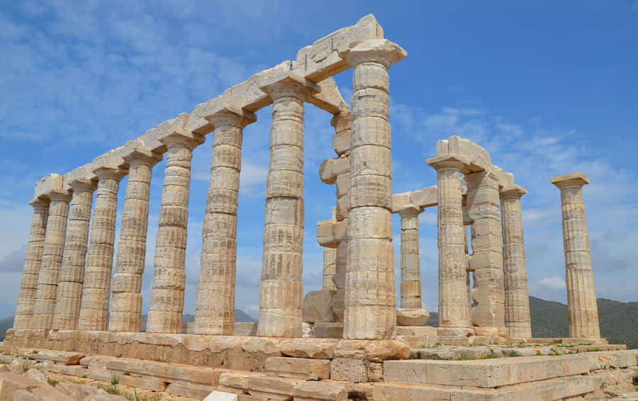 Gorgeous Stone Ruins In Sounion Wallpaper
