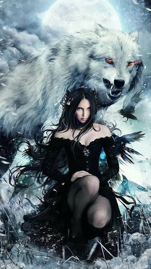 Download free Gothic Wolf Girl In Mysterious Aura Wallpaper ...