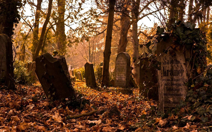 Graveyard In Fall Wallpaper