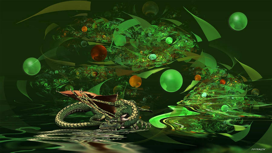 Green dragon abstract wallpaper