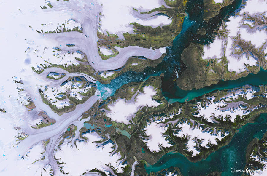 Greenland, Kangerlussuaq. Low clouds over the fjord