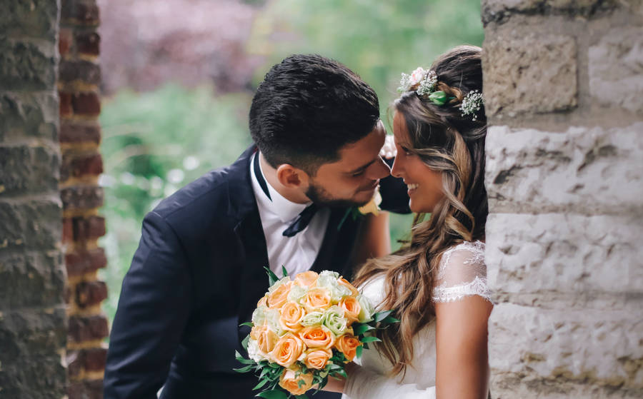 Groom And Bride With Flower Wallpaper