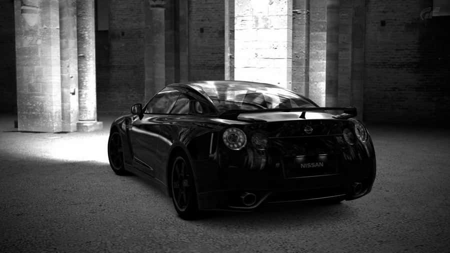 Gt-r Desktop Black And White Wallpaper