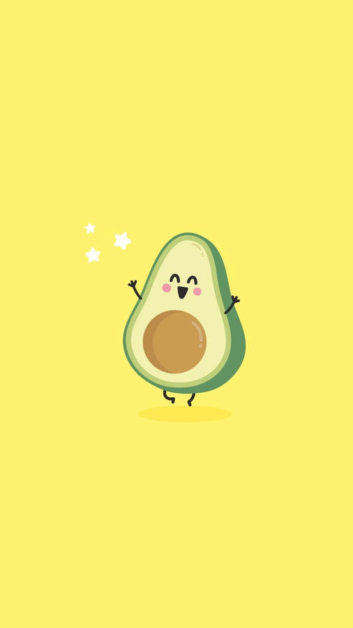 Happy Avocado Cartoon Skipping About Wallpaper