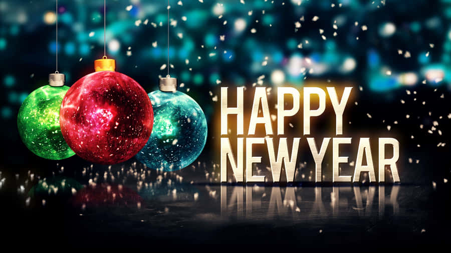 Happy New Year Colorful Balls Iphone Wallpaper