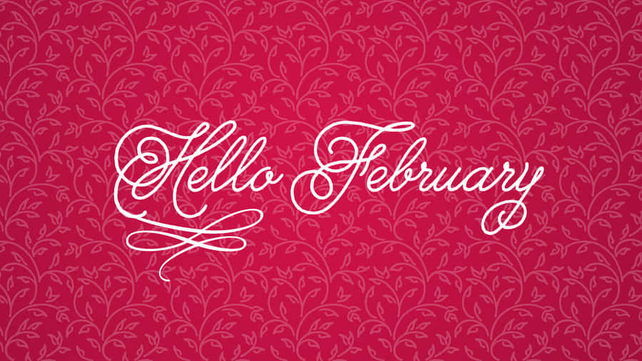 Hello February Greeting Card With A Red Background Wallpaper