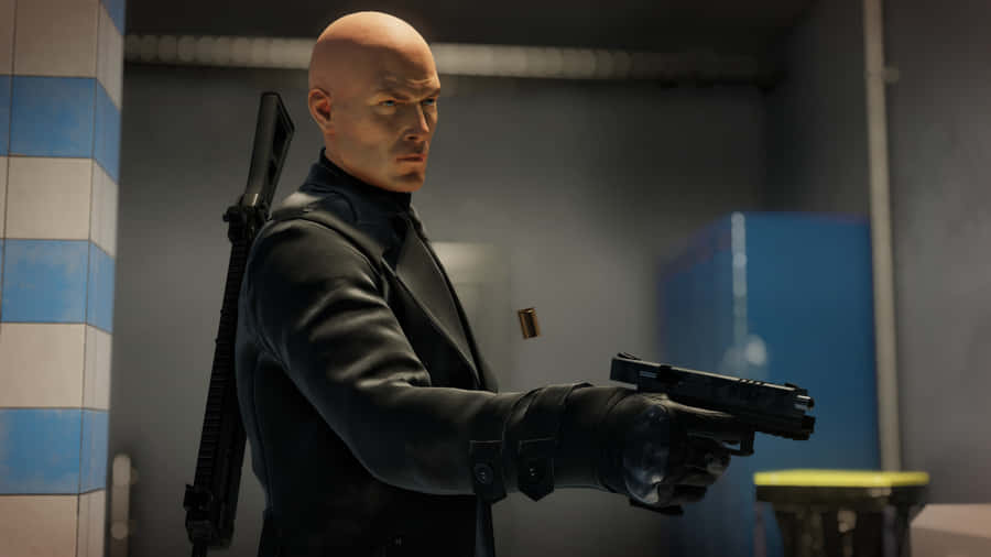 Hitman Agent 47 Glaring At A Villain Wallpaper