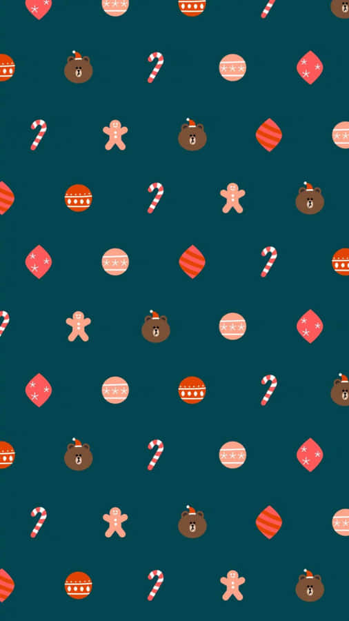 Holiday Bear Patterni Phone Wallpaper Wallpaper