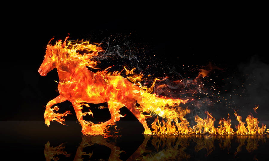 Horse Made Of 4k Fire Wallpaper