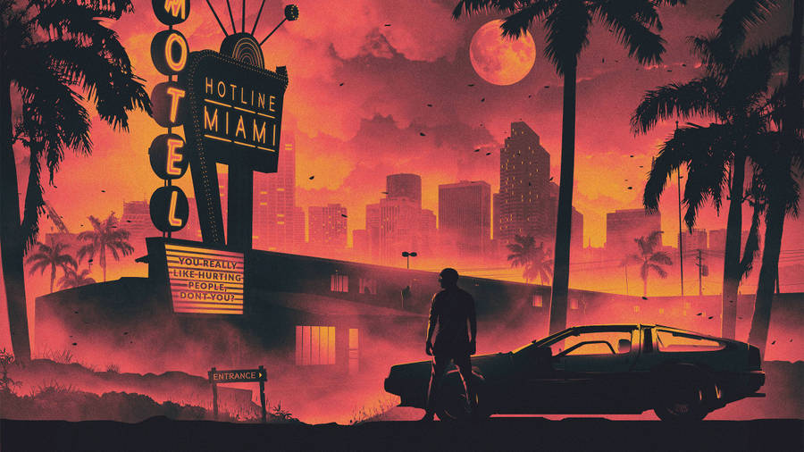 Hotline Miami Motel Retro Style Wallpaper