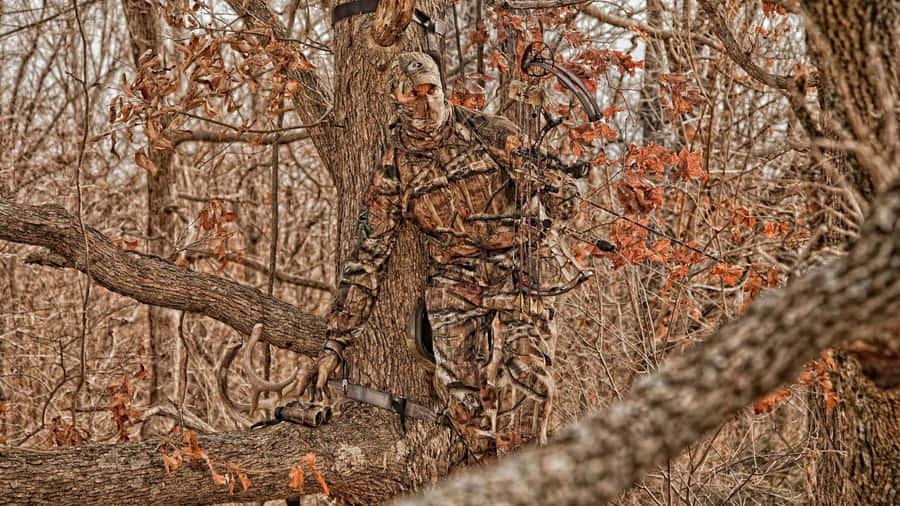 Hunting Camo On The Tree Wallpaper