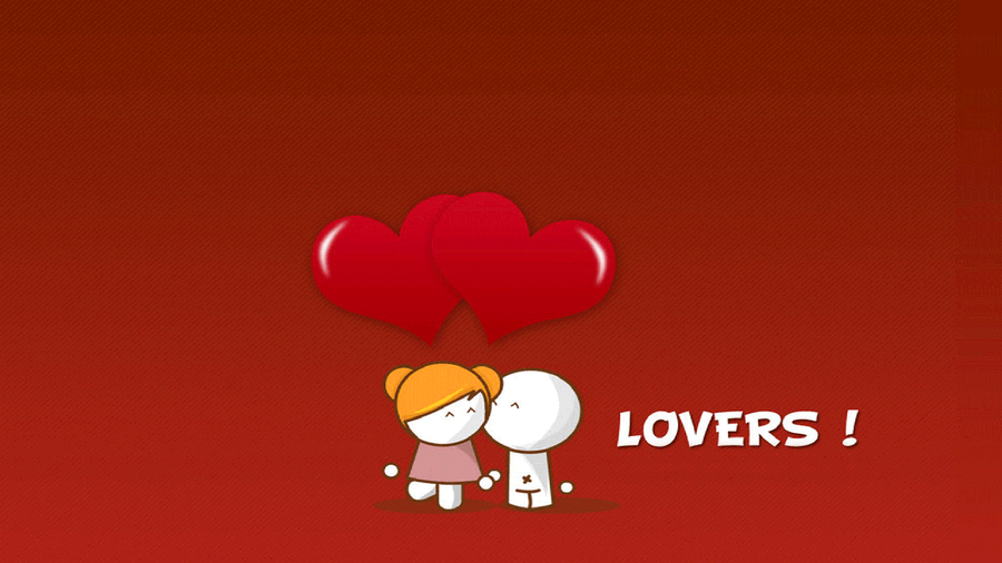 I Love You Aesthetic Cartoon Lovers Wallpaper