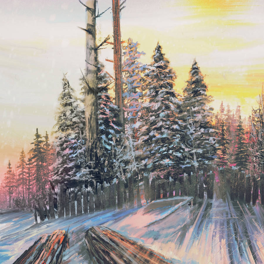 Icy Forest Painting Wallpaper