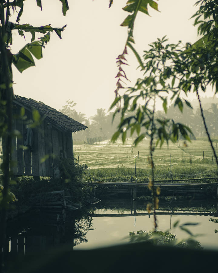 Image A Picturesque View Of The Countryside On A Rainy Day. Wallpaper