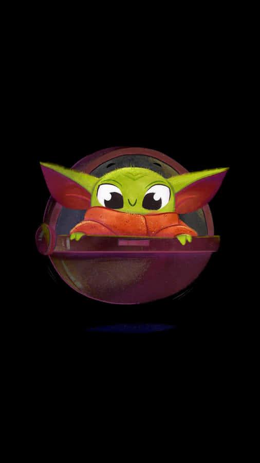 Image Adorable Baby Yoda Holding Cell Phone Wallpaper