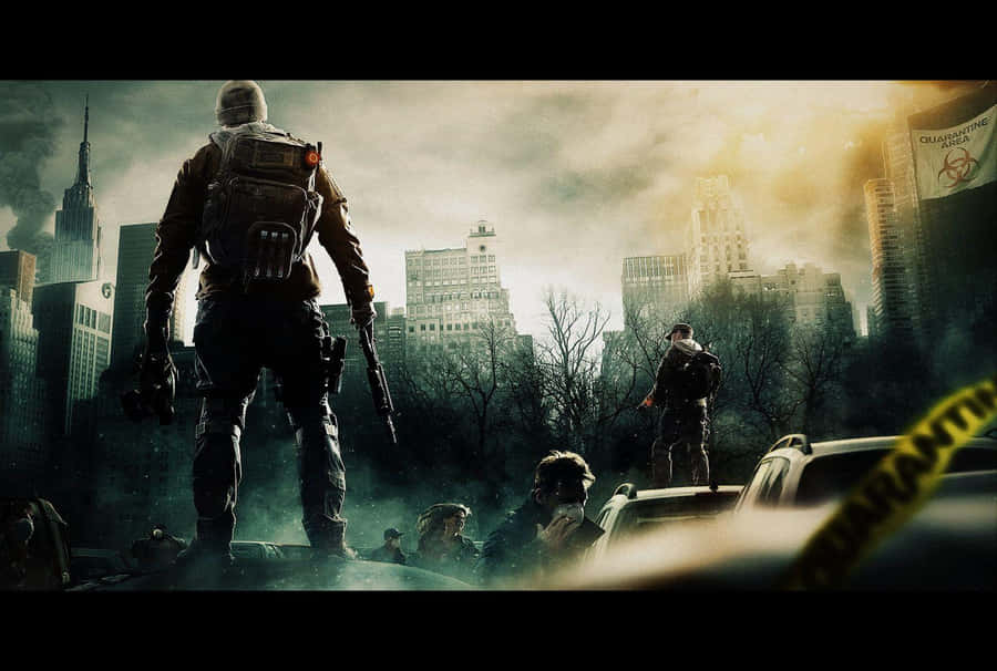 Intense Scene From The Division Game On Desktop Wallpaper
