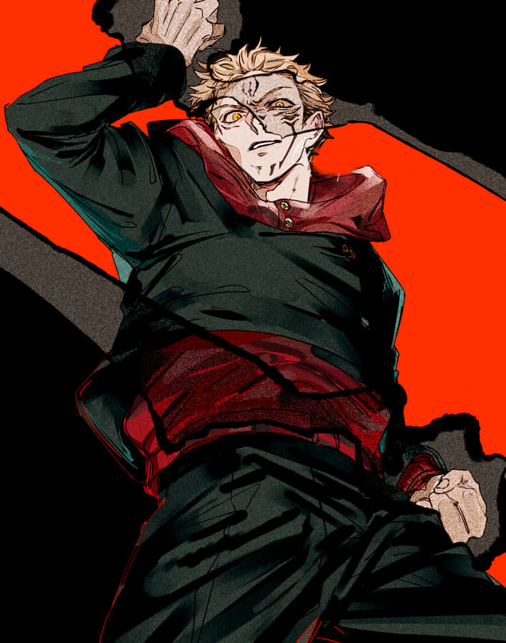 Itadori Yuji Fiery Red Firce Wallpaper