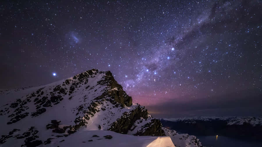 Jagged Mountain Peak Night Hd Desktop Wallpaper