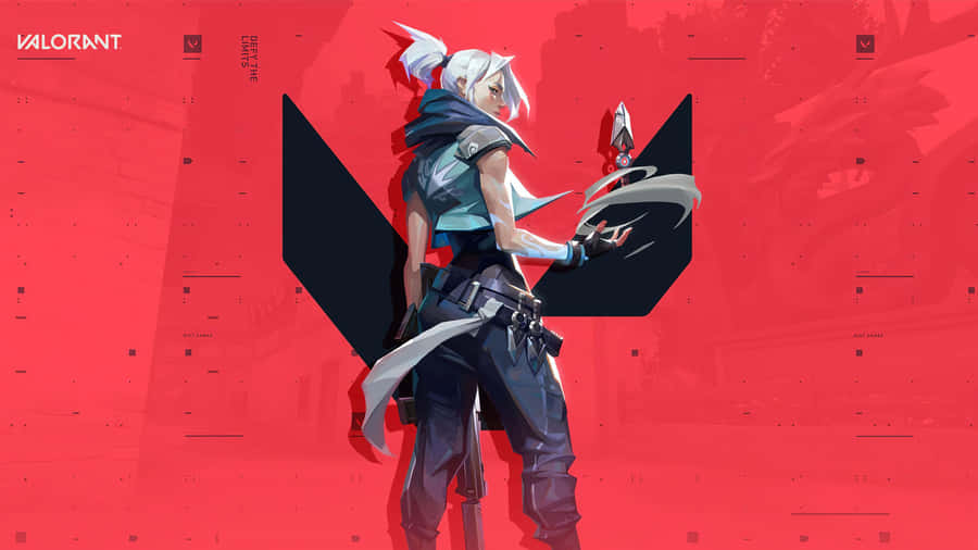 Jett And Logo Valorant Desktop Wallpaper