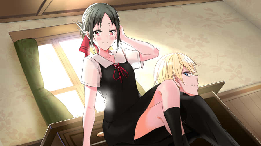 Kaguya And Shirogane Locked In A Battle Of Love Wallpaper
