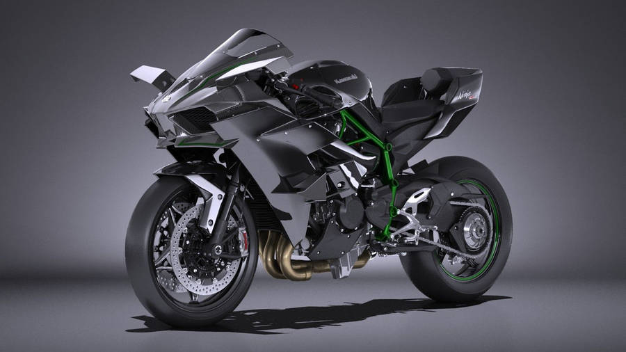 Download Free Kawasaki H2r Modeled On Grey Wallpaper - Mrwallpaper.com