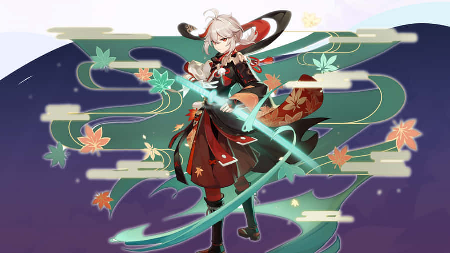 Kazuha Genshin Impact Transparent Green Sword Wallpaper