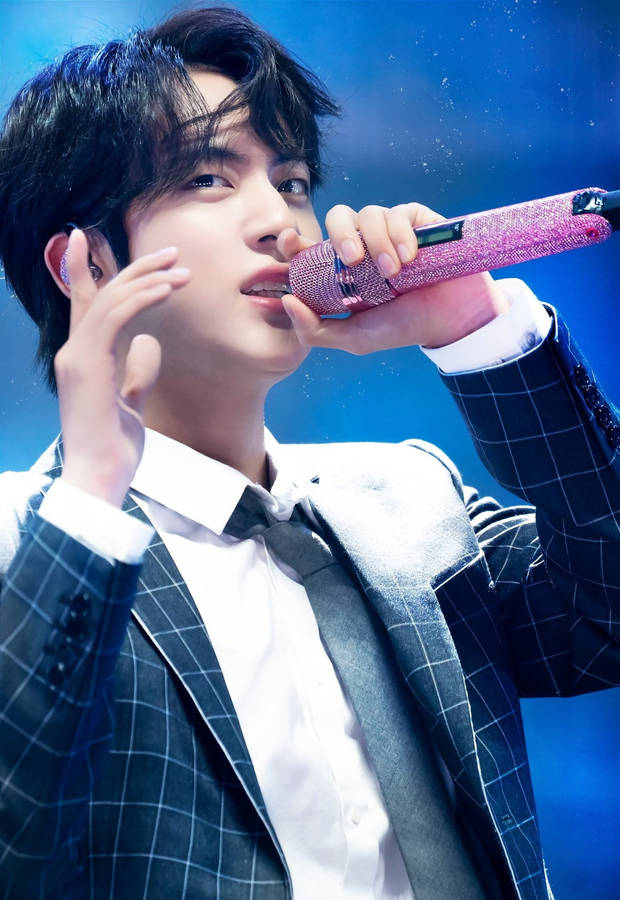 Download free Kim Seok Jin Pink Mic Wallpaper - MrWallpaper.com