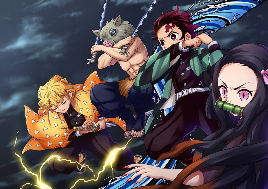 Kimetsu No Yaiba Fighting Wallpaper