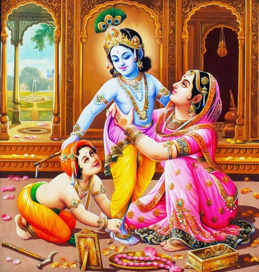 Yashoda Scolding Krishna | Yashoda krishna, Radha krishna art, Krishna hindu