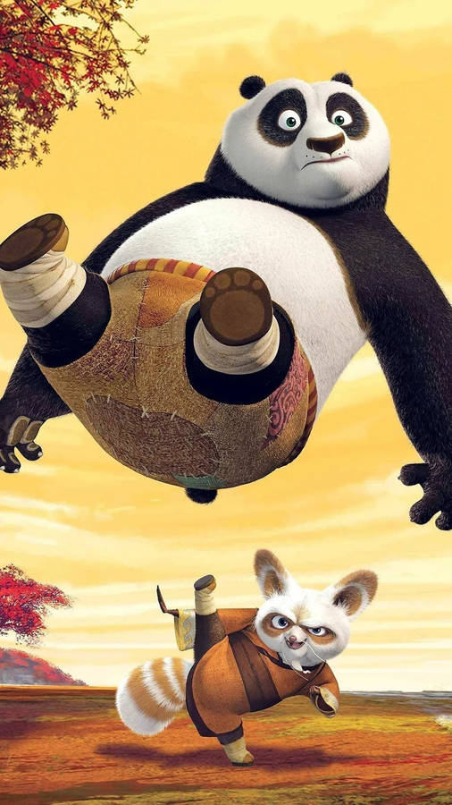 Kung Fu Panda Cartoon Po And Shifu Wallpaper