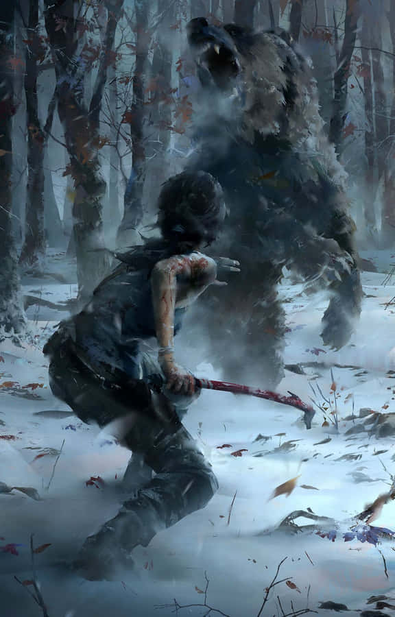 Lara Croft Ready For An Adventure On Her Iphone 5s Wallpaper
