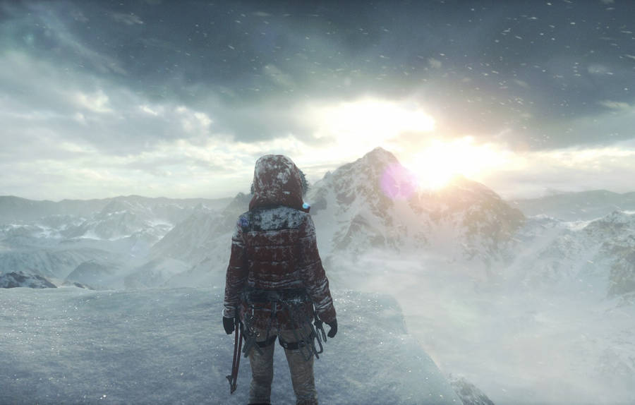 Lara Croft Stands Bravely, Ready To Traverse The Lost City, In